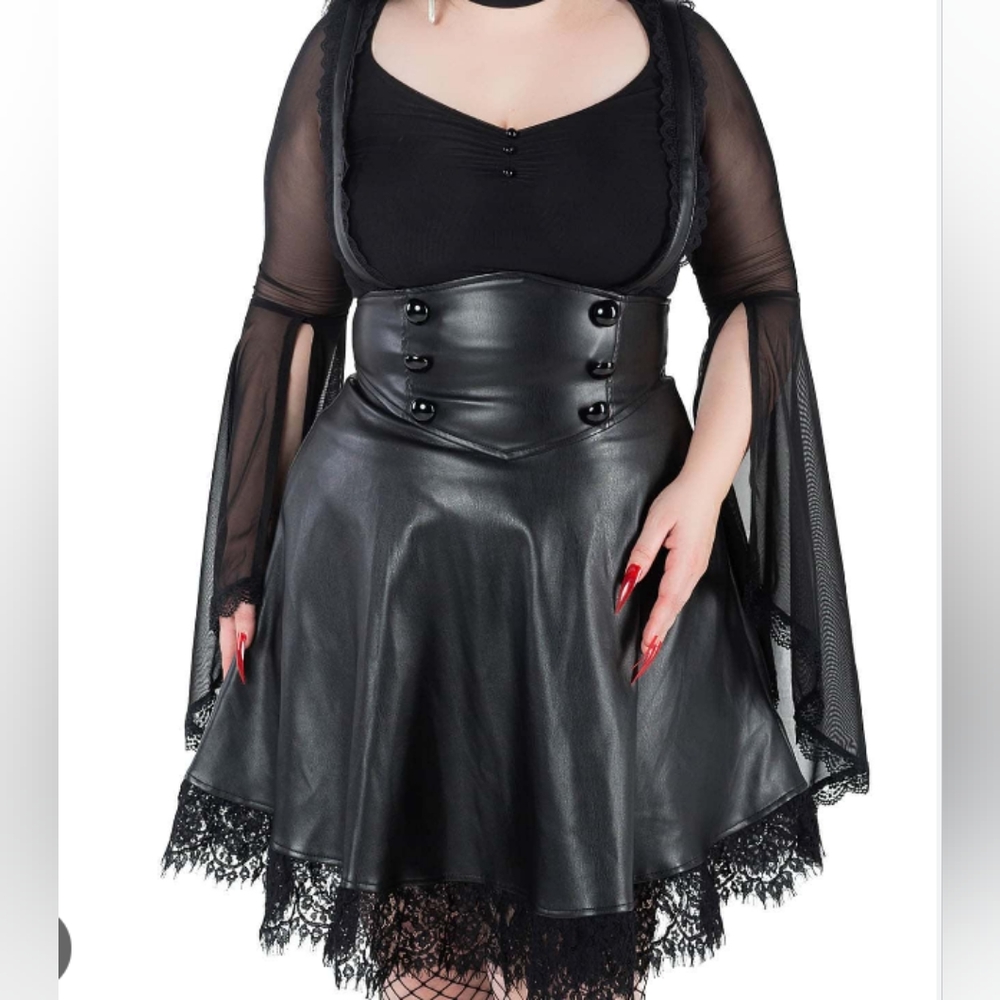 KILLSTAR High waisted Pleather Pinafore Skirt 3XL